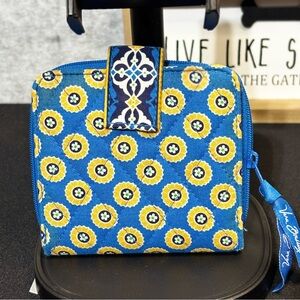 Vera Bradley mini zip wallet in the retired “Riviera Blue” pattern